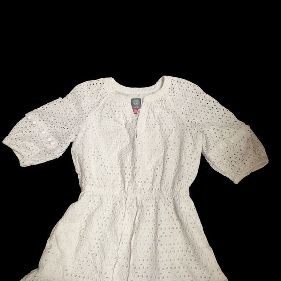 Vince Camuto Cotton Eyelet Tasseled Drawstring Dress Size 10 - Picture 6 of 16